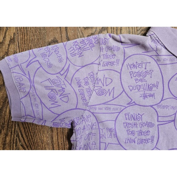 Rare old Stussy all-over print speech bubble polo shirt, size XL - Picture 5 of 13